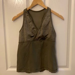 Lululemon mesh detail workout top in olive green
